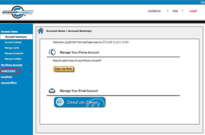 sending an email through OffenderConnect