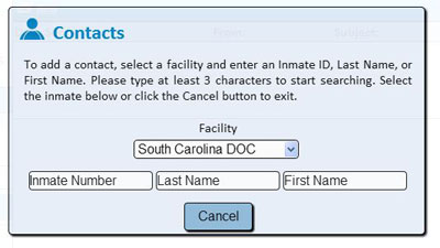 adding an inmate on OffenderConnect email