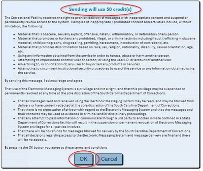 confirming email send through OffenderConnect