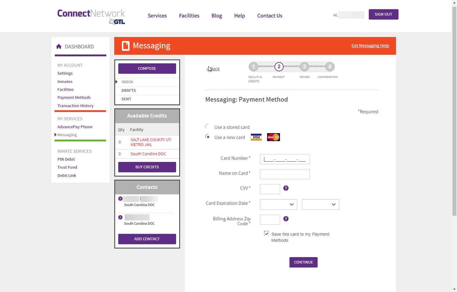 CN Credits Purchase Payment Method